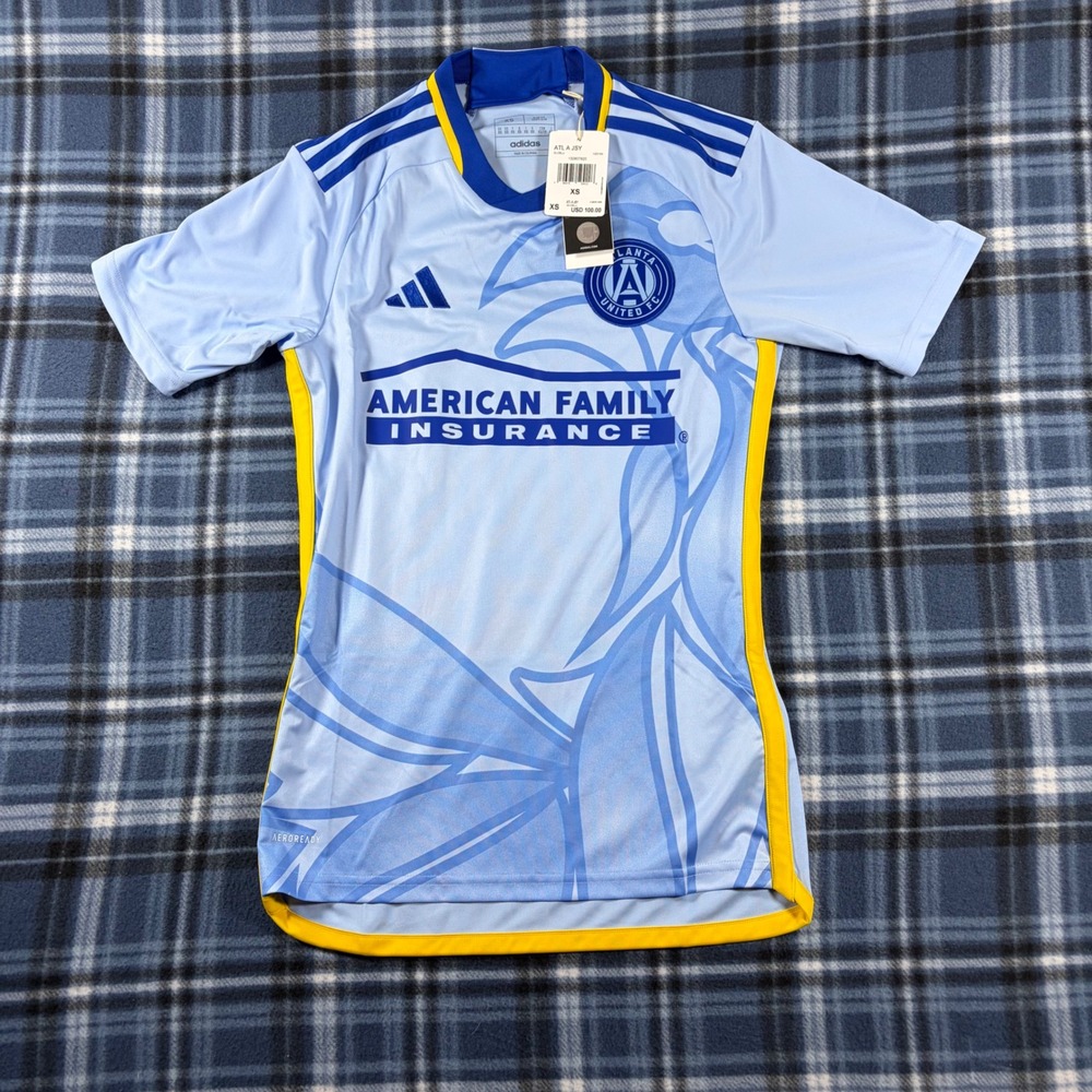 Adidas Atlanta United FC 2023 Away Jersey The 404 Light Blue Mens Slim XS NWT